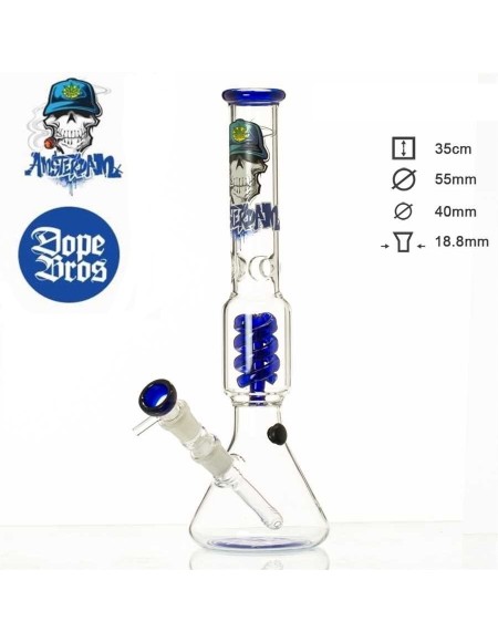 Dope Bros - Skull - Percolator Ice Bong - Blu in Vetro - 36cm