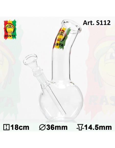 Emoticon Rasta Smile - Mini Bong in Vetro - Ampolla - h 18 cm